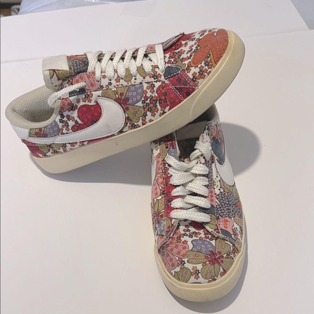 Nike Red and Green Floral Sneakers